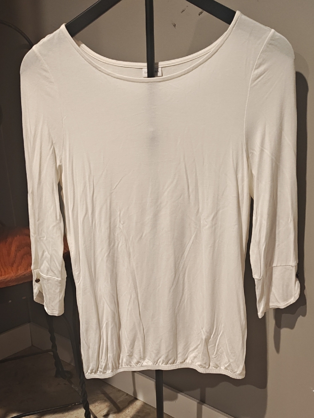 Women's Lascana White Long Sleeve Scoop Neck Tee